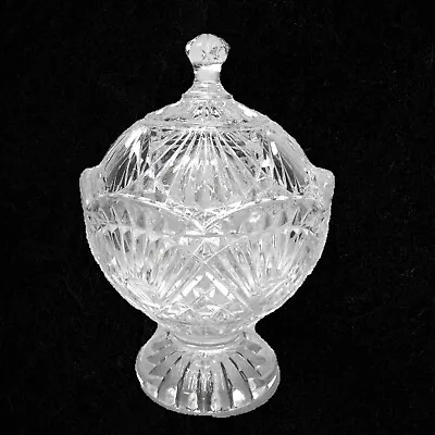Vintage GODINGER Crystal Freedom Lid Candy Dish Heavy Glass Centerpiece Bowl • $19.25