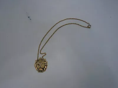 VTG 90s Anne Klein Gold Lion Head Medallion Pendant Necklace Birthday Sign Leo • $20.99