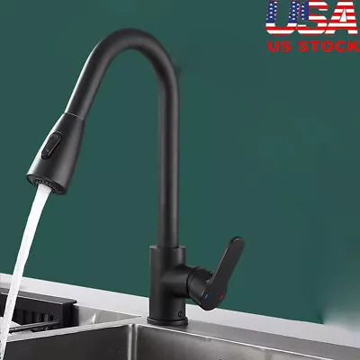 Commercial Kitchen Sink Faucet Pull Out Sprayer Mixer Tap Brushed Nickel&Cover • $19.35