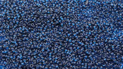 Vintage Czech Glass Seed Beads Transparent Montana Blue Sapphire 11/0 25 Grams • $5