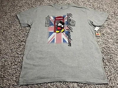 NEW Disney Shirt Adult XXL Gray Mickey Mouse United Kingdom Epcot Phone Booth • $20.99