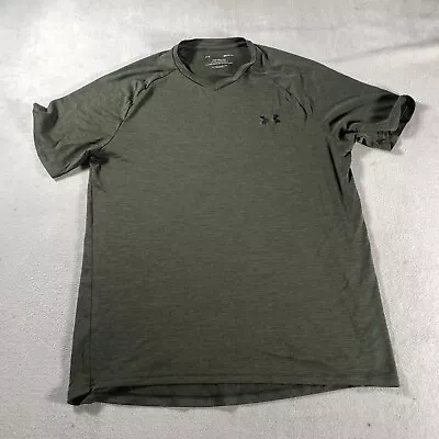 Under Armour Shirt Mens Medium Green V Neck The Tech Tee Gym Workout Exercise • $9.49