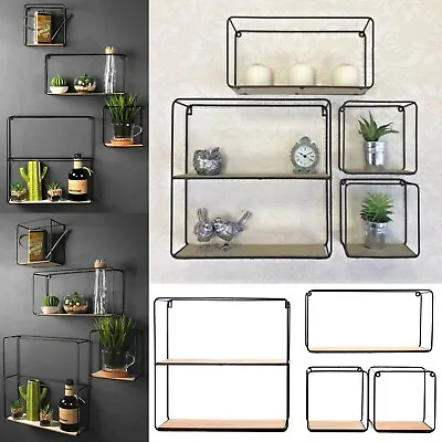 Set Of 4 Retro Metal Wall Shelf Industrial Style Shelves Storage Display Unit UK • £19.90