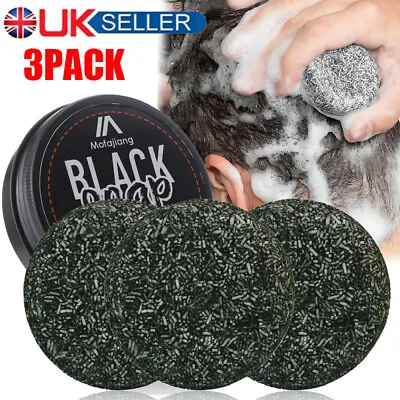 3x Men's Grey Coverage Bar Shampoo Hair Darkening Black Soap For Grey Hair Cover • £11.95