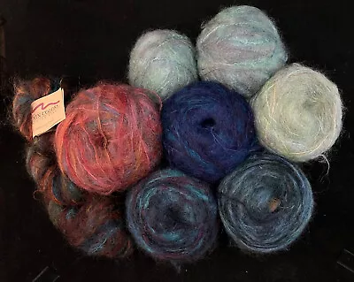 Mixed Lot Mohair Yarn 6 Large Balls + 1 Hank Mountain Colors Hand Paint New • $48