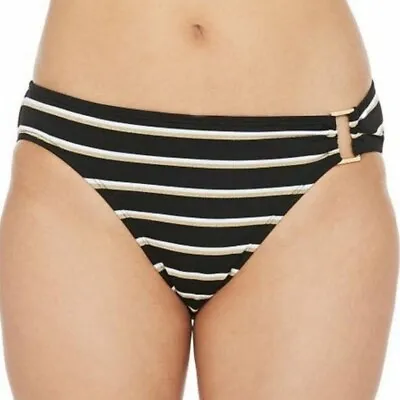 Lauren Ralph Lauren 14 Swim Bikini Bottom Black Hipster Striped Swimwear  • £9.49