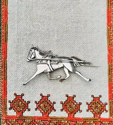 Vintage Sterling Silver Running Mustang Horse Brooch Pin Handmade • $30.50