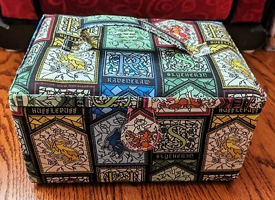 Harry Potter Gryffindor Slytherin Hufflepuff Ravenclaw Sewing Basket Fabric Box • $45