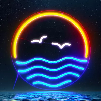 Sunset Sunrise Neon Signs Wall Decor Sea Wave LED Neon Sign Aesthetic Room • $43.60