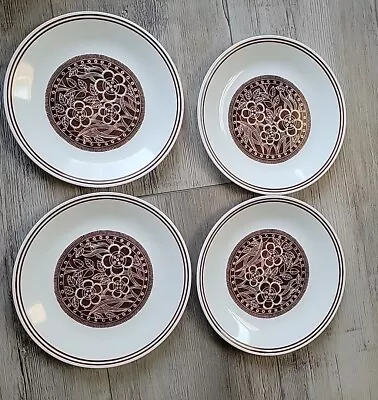 Corelle Batik Brown Floral Salad Plates 8 1/2”  Hawaiian Set Of 4 • $15