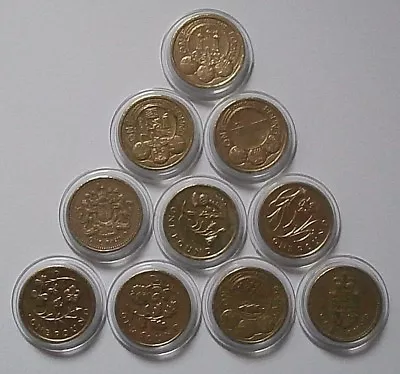 TOP TEN RAREST £1 POUND COINS SET Including 2011 Edinburgh VGC In Capsules. • £49.99