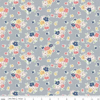 Fat Quarter Riley Blake Farm Girl Vintage Main Denim Blue Lori Holt Quilt Cotton • $3.65