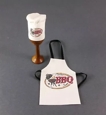 Dollhouse Miniature Artisan Barbeque Chef Apron & Hat Set • $13.99