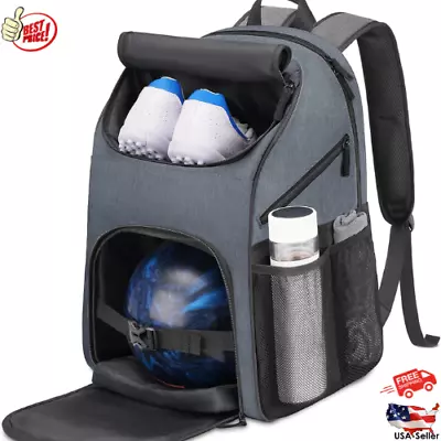 Bowling Ball Bag With Shoe Backpack Nylon Large Gray Adjustable Shoulder • $43.12