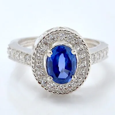 2.35Ct Oval Cut Natural Blue Tanzanite Women's Ring In 925 Sterling Silver • £142.80