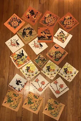 Vintage Halloween Crepe Paper Napkin Lot 21 From 1 Household • $85.50