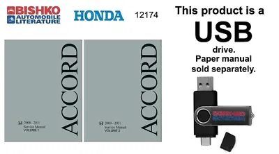 2008 2009 2010 2011 Honda Accord (4 CYL ONLY) Service Repair Manual USB Drive • $49.49
