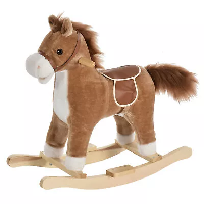 Kids Plush Rocking Horse W/ Moving Mouth Tail Sounds 18-36 Months Brown • £43.37