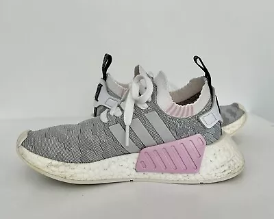 Adidas Original NMD R2 Running White-Grey Primeknit Sneaker Women Size 5.5 • $45.35