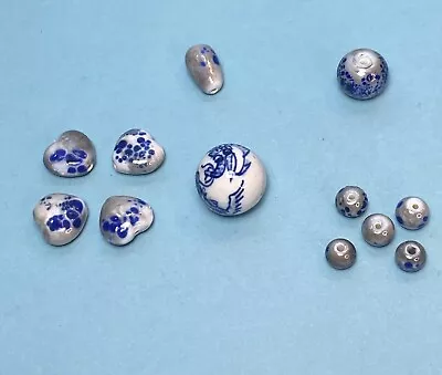 Unique Harvested Lot Of Blue & White/Grey Beads For Jewelry Making Estate Find! • $17.50