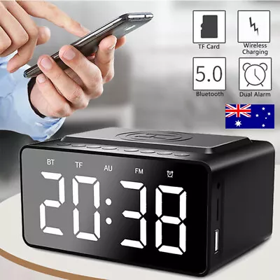 $43.98 • Buy Digital Alarm Clock Radio W/Bluetooth Speaker USB Wireless Charger LED Display