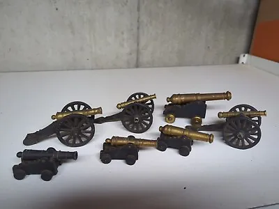 Lot Of  7 Military Cannons  Brass & Metal E21 • $34.99