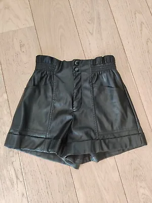 $10.37 • Buy Zara Black High Waist Faux Leather Shorts, Size Medium
