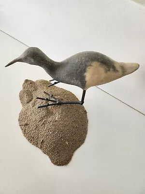 RARE Shorebird Endagered SANDPIPER Stone Sand & Bronze Carved Sculpture SIGNED  • $475