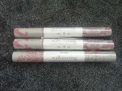  Laura Ashley Josette Surface Printed Wallpaper - Lichen & Rasberrry X 3 Rolls • £90