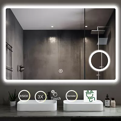 Heilmetz LED Bathroom Mirror With Lights Shaver Socket 3x Magnifier Demister Pad • £101.84