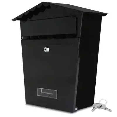 SereneLife Small Black Steel And Metal Locking Wall-Mounted Mailboxes • $39.99