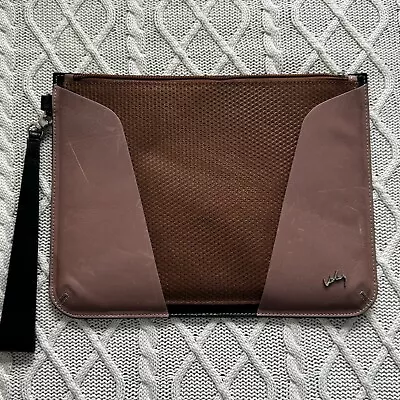 EUC Velez Leather Clutch Wristlet Handbag In Multicolor Tan Brown. Chocolate • $26