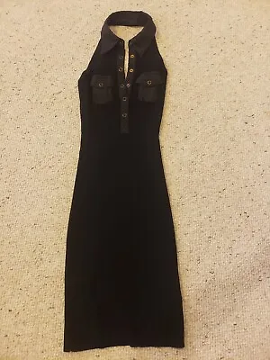 Mustard Seed Halter Y2K Black Dress Size SMALL • $5