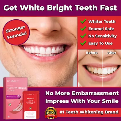 $11.95 • Buy Express Teeth Whitening Strips Safe White Tooth Clean Gel Bleach Dental Strength