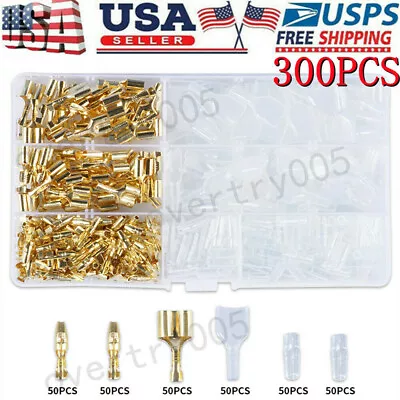 300PCS  Motorcycle Brass Male&Female Bullet Terminal Electrical Wire Connector • $10.99