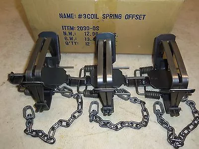 $58.95 • Buy 3  Bridger # 3 Offset Coil Spring Traps Beaver Otter Coyote Bobcat Trapping 