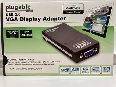 NEW DisplayLink Plugable USB 2.0 VGA Display Adaptor To DVI/VGA/HDMI RRP$102 • $19.99