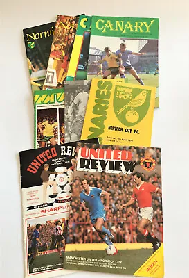 9 X Norwich City Vs Manchester United Football Programs (1974 – 1994) • £15