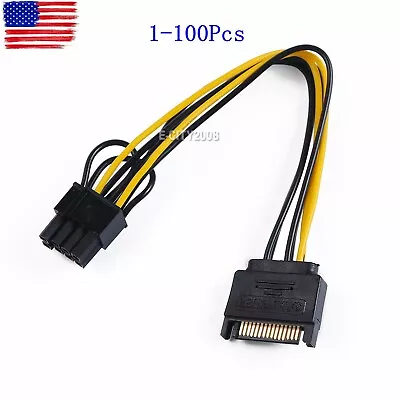 Lot 15pin SATA Male To 8pin(6+2) PCI-E Video Card Power Adapter Cable 20CM • $168