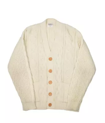 Vintage Gimbels Sweater Mens M Cardigan Cable Knit Chunky Fisherman Grandpa • $42.94