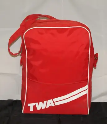 Vintage TWA Trans World Airlines Carry On Tote Travel Bag Red W White Trim • $40