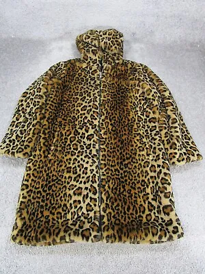 Zara Jacket Womens Xs Sherpa Animal Print Coat Brown • $39.99