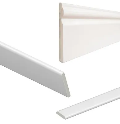 UPVC Architrave Plastic Skirting Board  Window Sill Door Edge Trim - White Gloss • £2.95