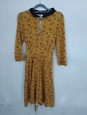 £6.50 • Buy Joanie Yellow Collar Dress Size 8