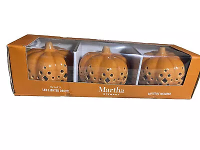 Martha Stewart Set 3 Lit Ceramic Pumpkins Batt Incl. NEW • $25