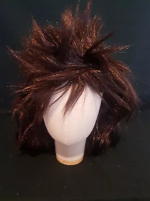 £12.66 • Buy Brown Brunette Heavy Metal Mullet Wig Poiter Redneck Hillbilly Trash Fancy Dress