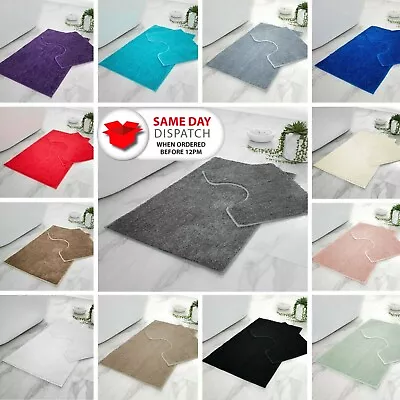 £11.49 • Buy Luxury Shiny Sparkling Bath Mat Pedestal Set Non Slip Bathroom Toilet Rug 2 Pc
