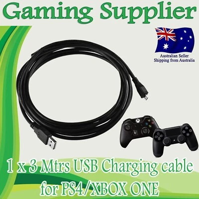 $9.79 • Buy 3M USB Charging Cord Sync Thick Cable For MICROSOFT XBOX ONE And PS4 CONTROLLER