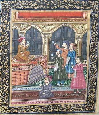 Mughal India Court Scene Hand Painting On Silk • $39.99