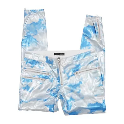 24hrs Womens Cloud Printed Vinyl Pants With Zip Fly And Pocket Zips • $19.75